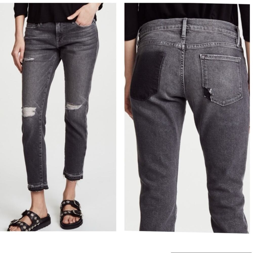 Frame Denim Le Garcon Released Raw Hem Distressed Gray Stockcross Women’s 27